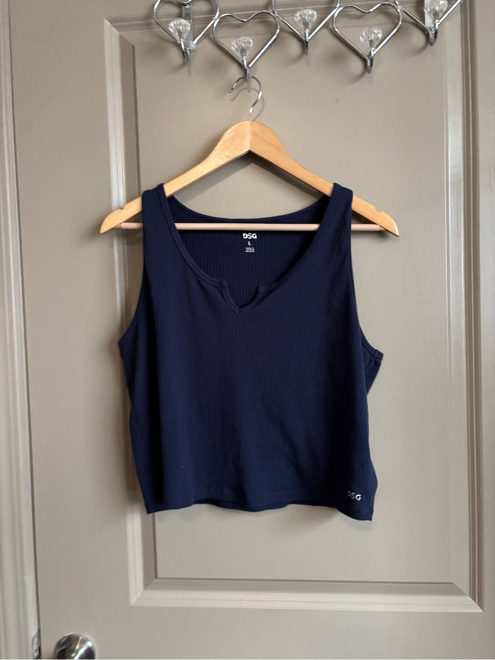DSG Navy Ribbed V-Notch Tank Top